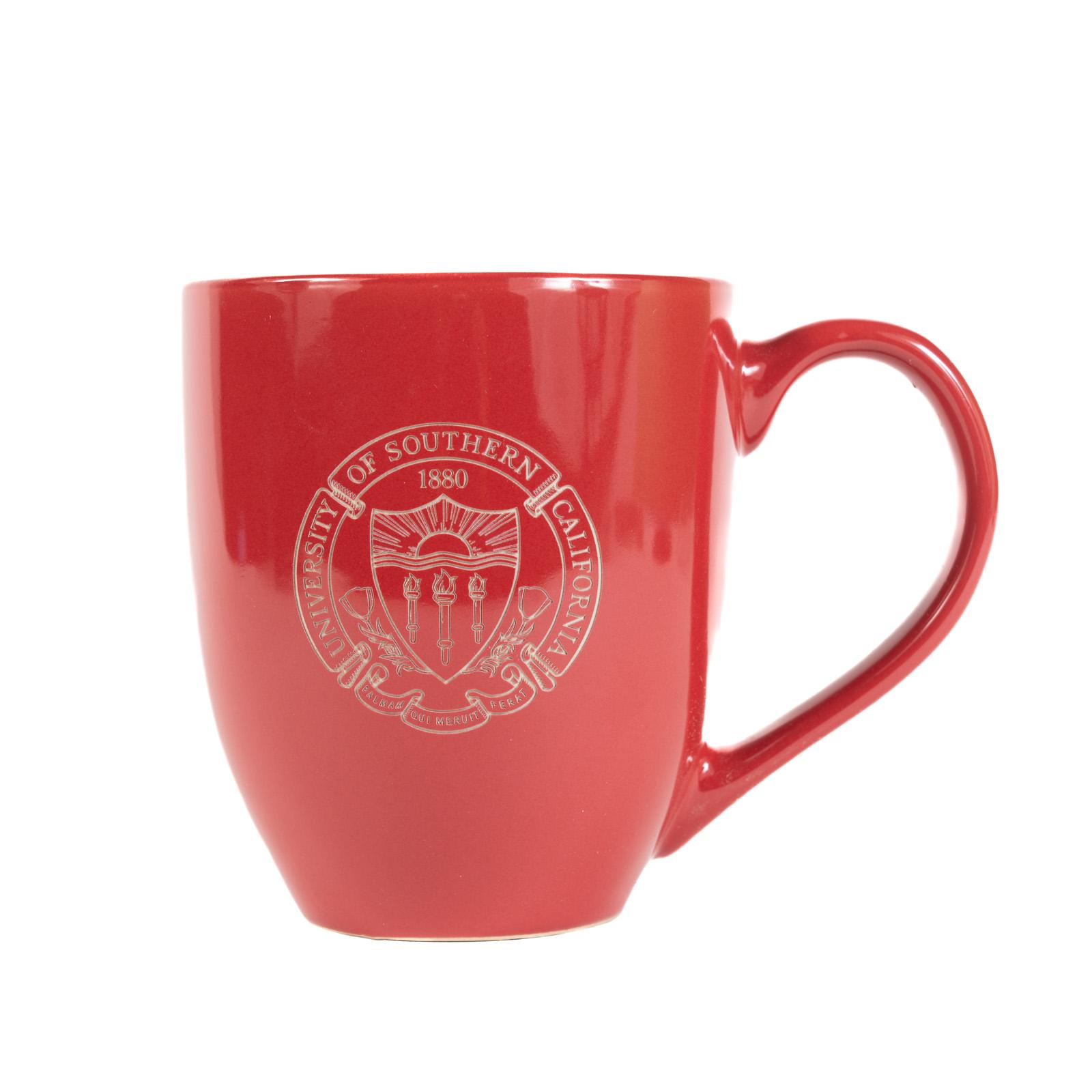 USC Trojans Cardinal Seal Engraved Bistro Mug 1